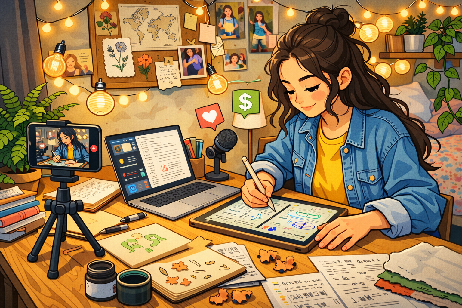 Student creating study content for Khio